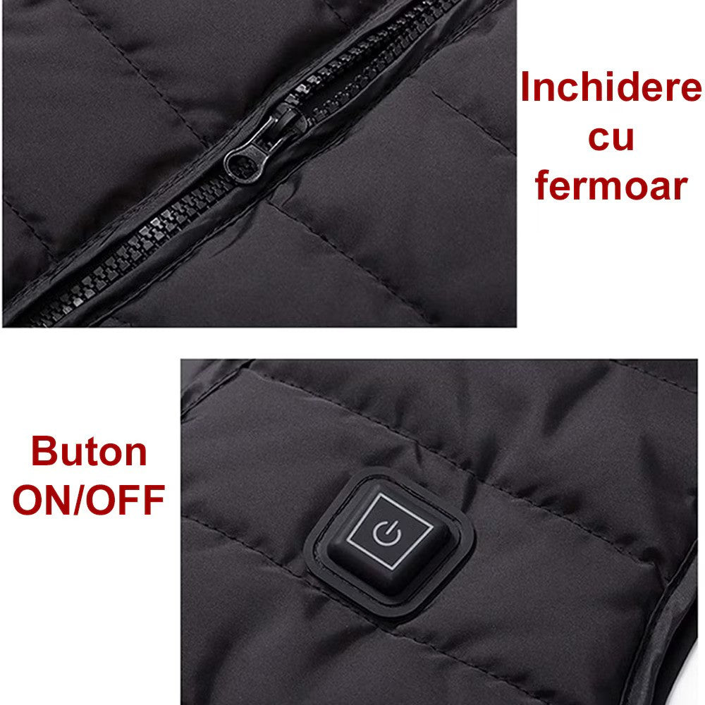 Vesta cu Caldura Unisex USB Incorporat Fara Acumulator Negru Marimea S - detaliu produs
