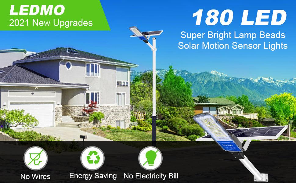 Lampa solara stradala LED cu panou solar 400W, brat montare si telecomanda, 13500 lumeni, 180 LED