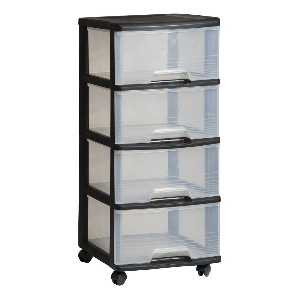 Dulap pe roti cu sertare transparente, 4 x 20 L