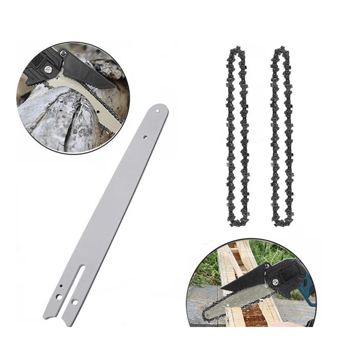 Set Lama 6 inch + 2 Lanturi 1/4 pentru Mini Drujba, 23 Dinti, 1.1 mm