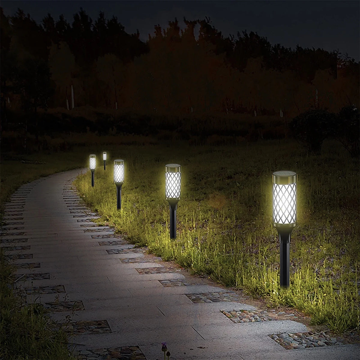 Set 4 Lampi solare LED pentru gradina, 10 LED SMD2835, iluminare automata, 38.5 cm