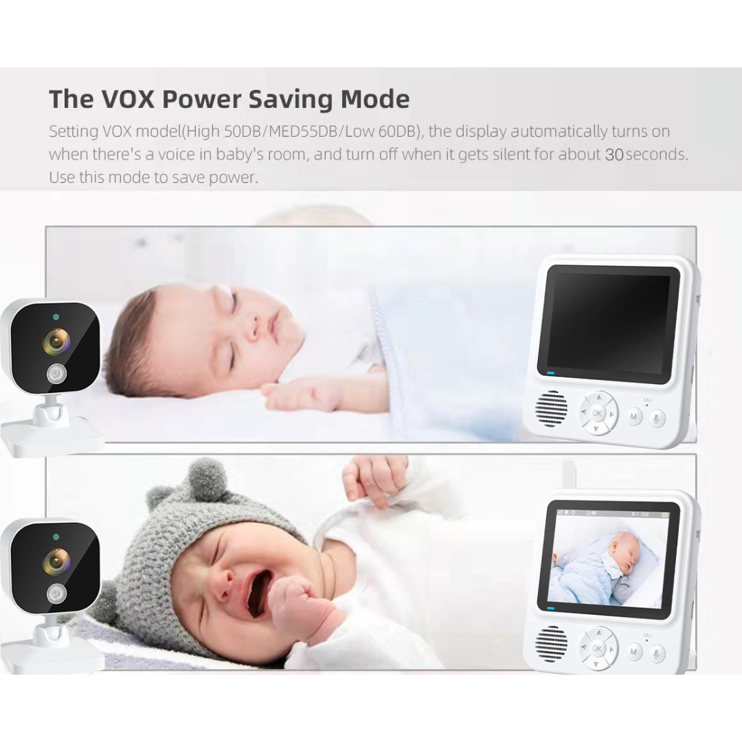 Monitor video wireless pentru bebelusi cu ecran IPS 2.8" – vedere nocturna, VOX, comunicare bidirectionala