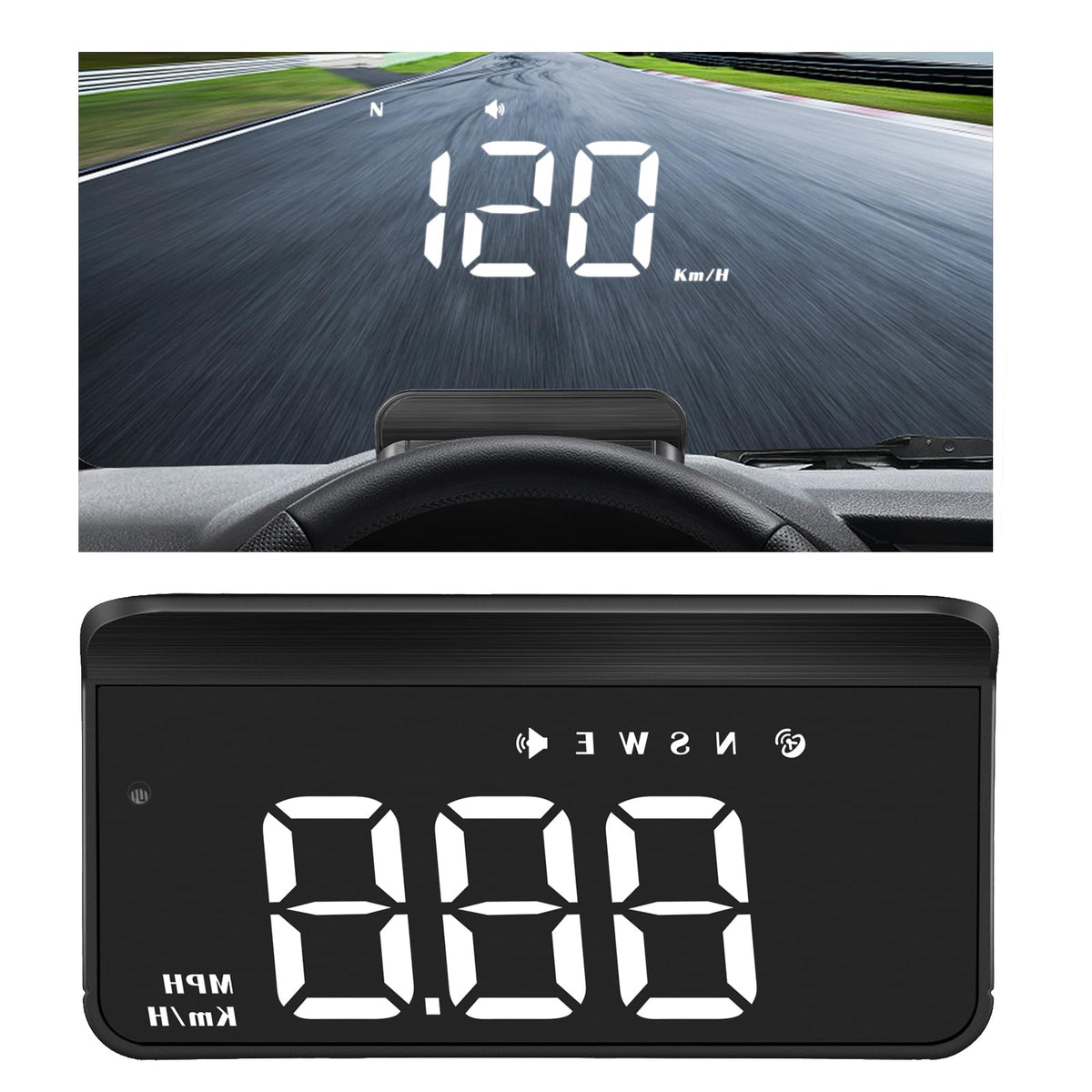 Head-Up Display HUD Auto cu GPS Vitezometru Digital Detectare Automata Universal Parbriz - detaliu produs