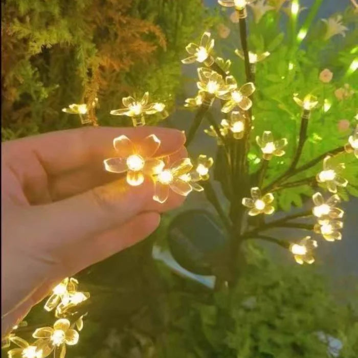Set 2 Lampi Solare Decorative Ramura cu Flori LED 65cm IP66 Iluminare Calda Automata - detaliu produs