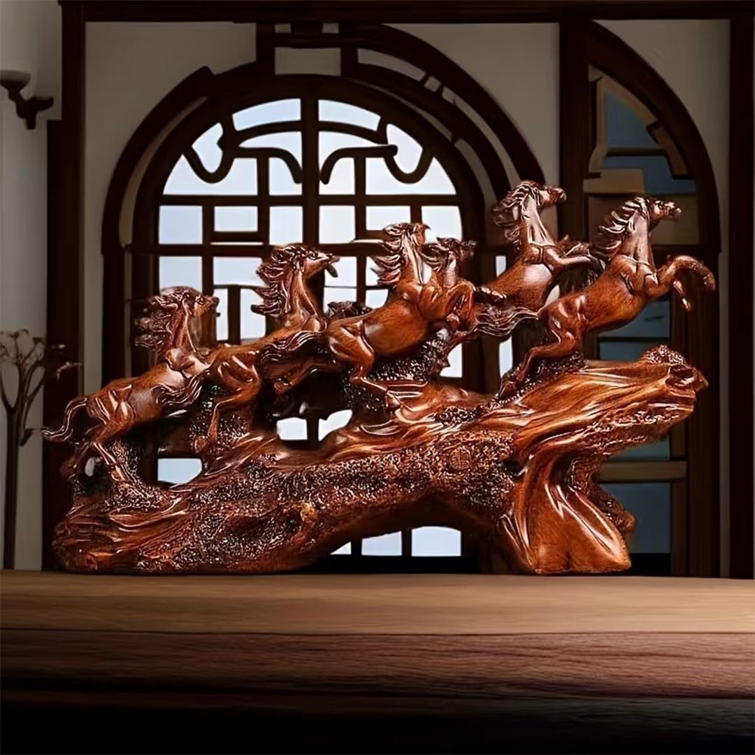 Statueta decorativa cai in alergare – rasina – design artistic premium 11 x 36 x 21 cm