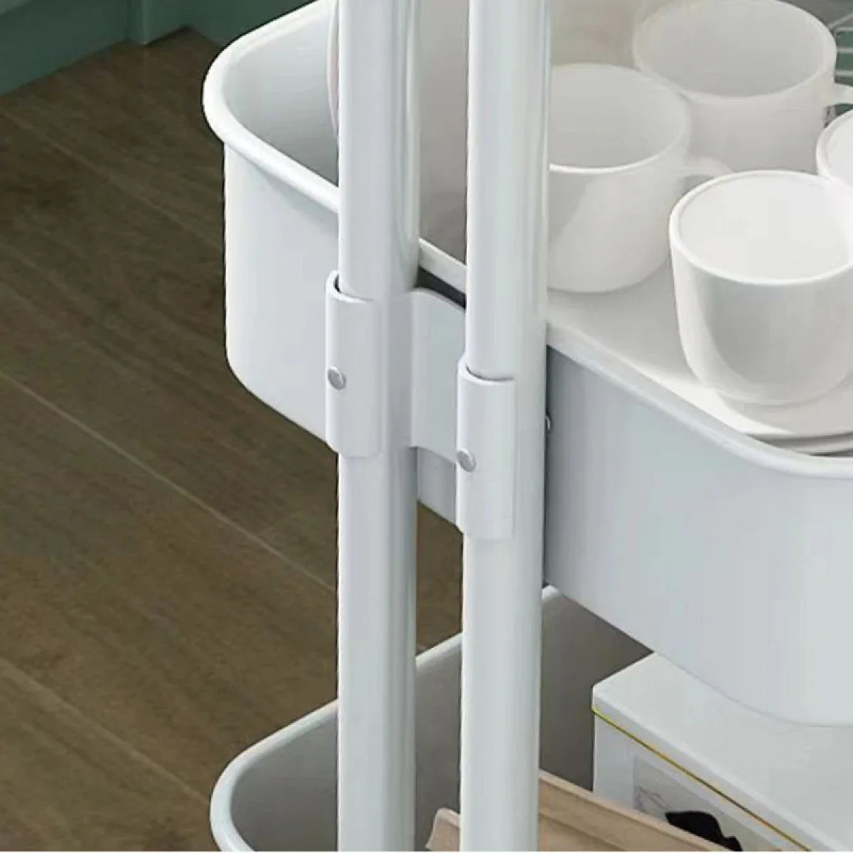 Raft portabil cu 3 nivele – cu cosuri metalice si roti rotative 360°