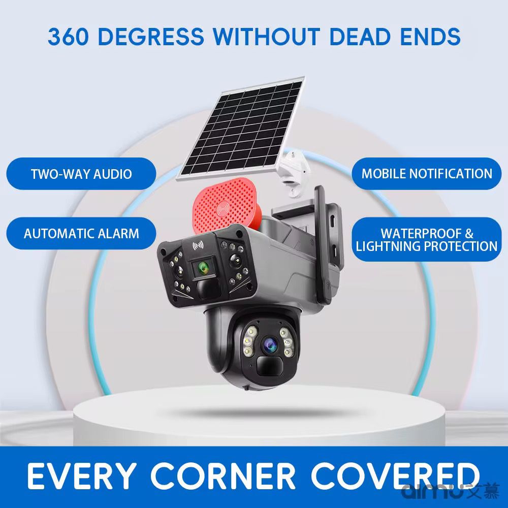 Camera de supraveghere solara 5G, 360° , Dual Lens 4MP/8MP, Night Vision, Audio bidirectional