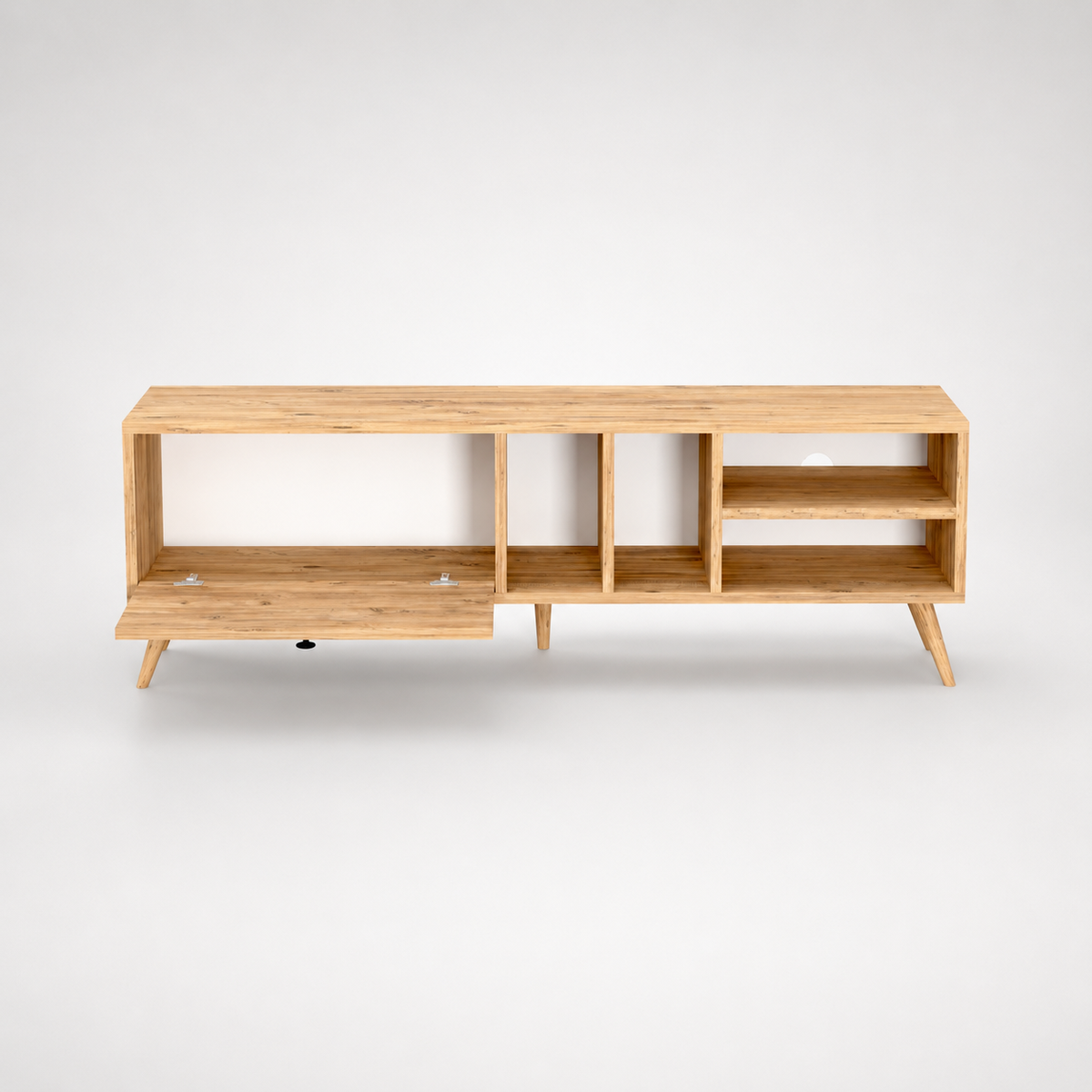 Comoda TV moderna cu rafturi, PAL E1 18 mm, 140 x 29,5 x 45 cm - detaliu produs