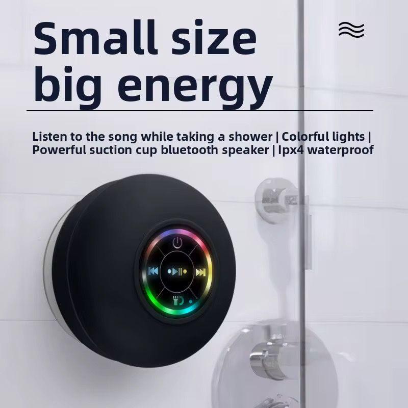 Boxa Portabila Mini Rezistenta Apa Bass Puternic cu Microfon Incorporat si Lumini LED - detaliu produs