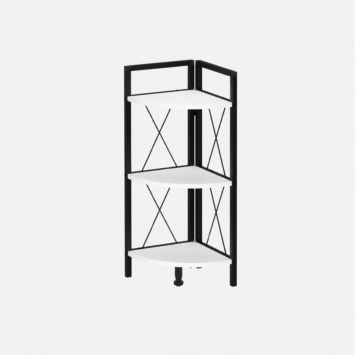 Etajera de colt din PAL si metal 33,5x33,5x87,3 cm, cu 3 rafturi, pentru living, baie sau birou