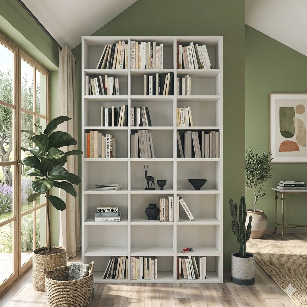 Biblioteca cu 24 de rafturi, design modern, spațiu generos, calitate superioară 101.8 x 16,3 x 178 cm
