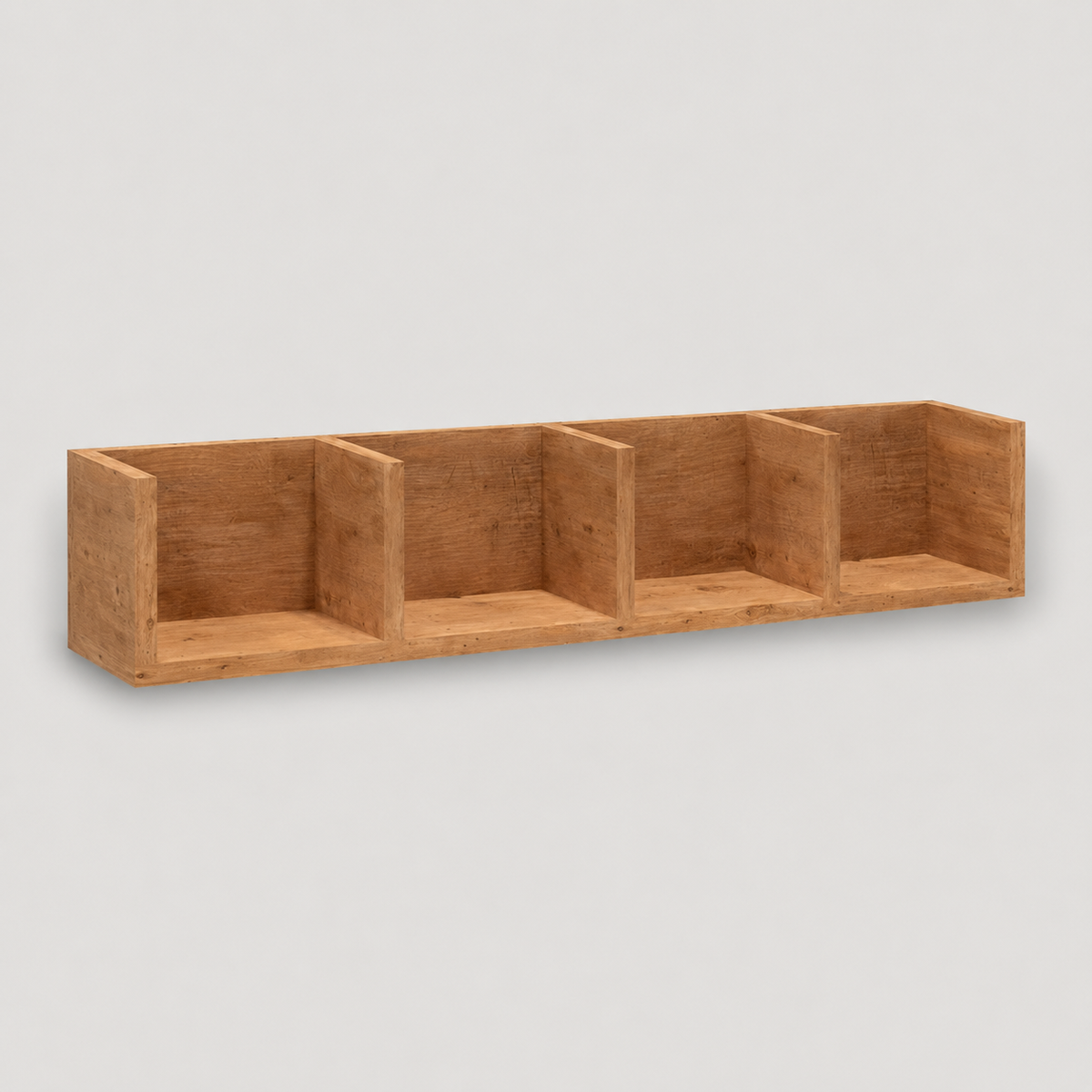 Raft suspendat din PAL 90,5x17,8x17 cm, cu 4 compartimente, pentru carti si decoratiuni