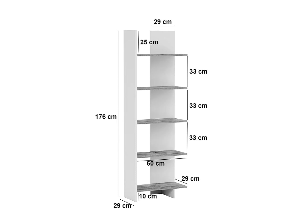 Raft Biblioteca Asimetric 5 Polite MDF Negru Decorativ Perete - detaliu produs