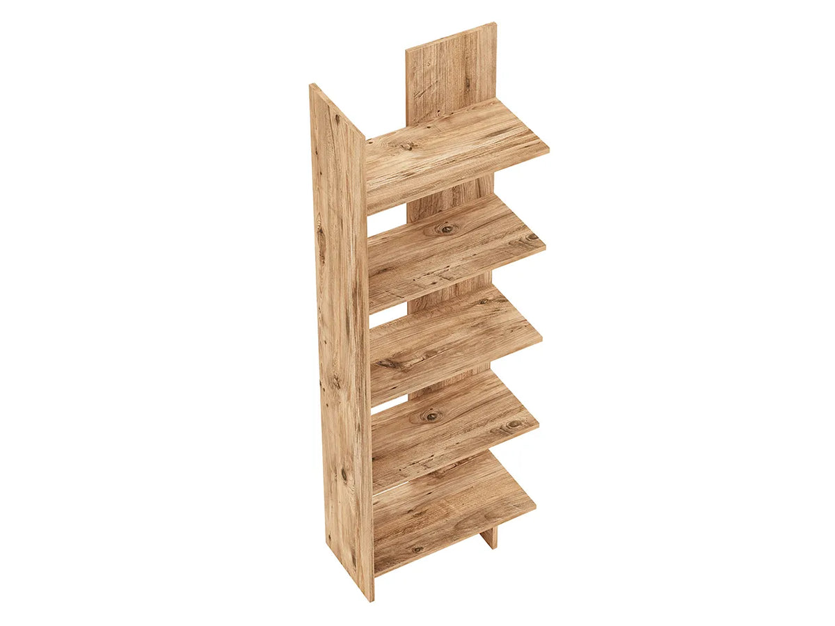Raft Biblioteca Asimetric 5 Polite MDF Negru Decorativ Perete - detaliu produs