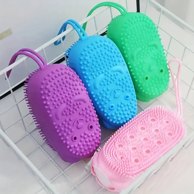 Burete Silicon De Baie Cu Bule Verde Masaj Exfoliant Piele - detaliu produs