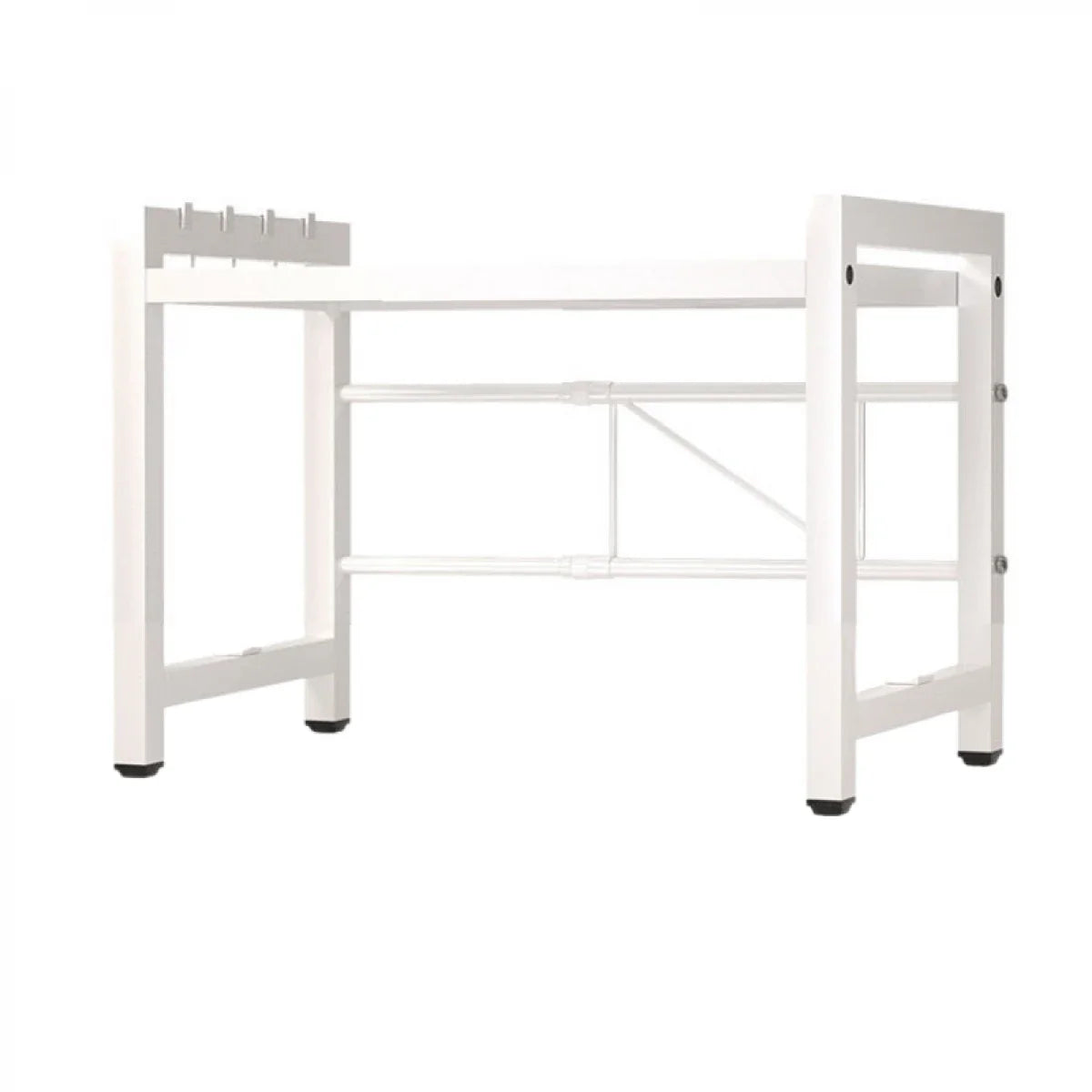 Raft metalic cuptor cu microunde, negru, etajera ajustabila, organizator bucatarie, 40-60 x 36.5 x 45 cm