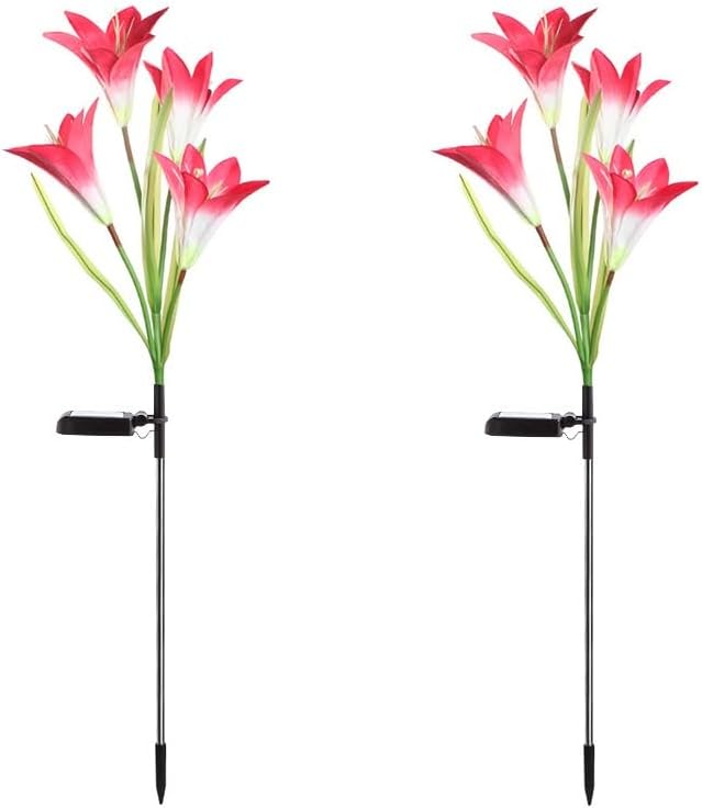 Set 2 lampi solare tip crin 75 cm pentru gradina iluminare decorativa exterior