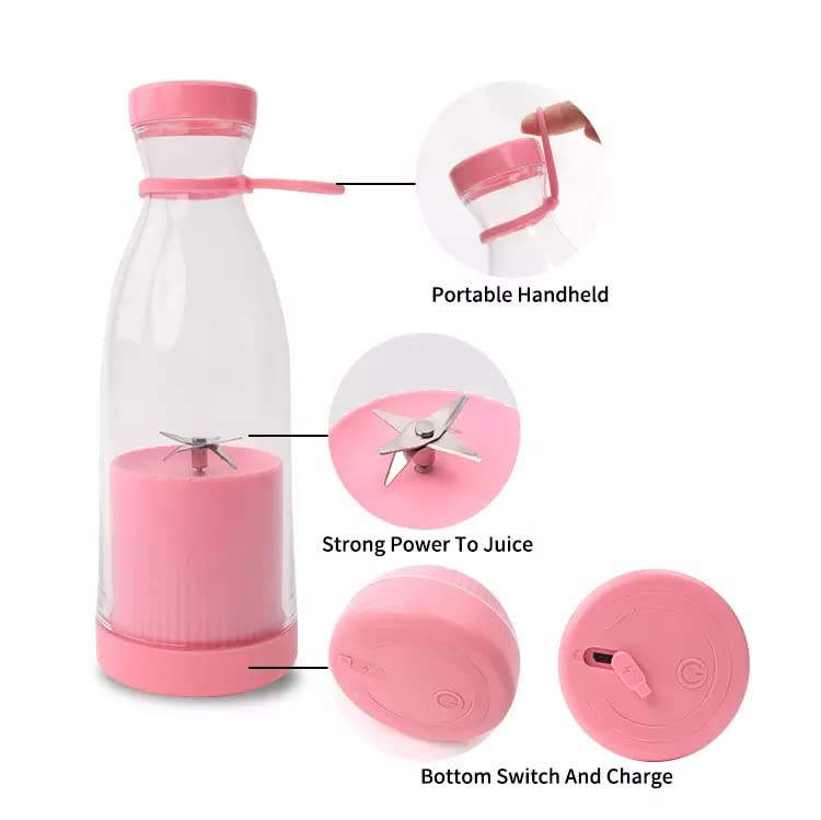Mini Blender portabil - Smoothie & Shake, incarcare usb 6 Lame otel Inoxidabil, 380 ml
