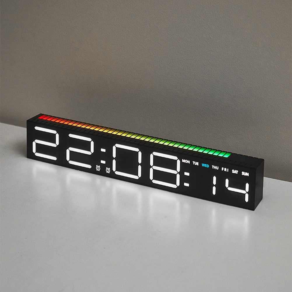 Ceas Electronic LED cu 2 Moduri de Afișare 9 Culori si Functie Pickup Reactiva la Sunet