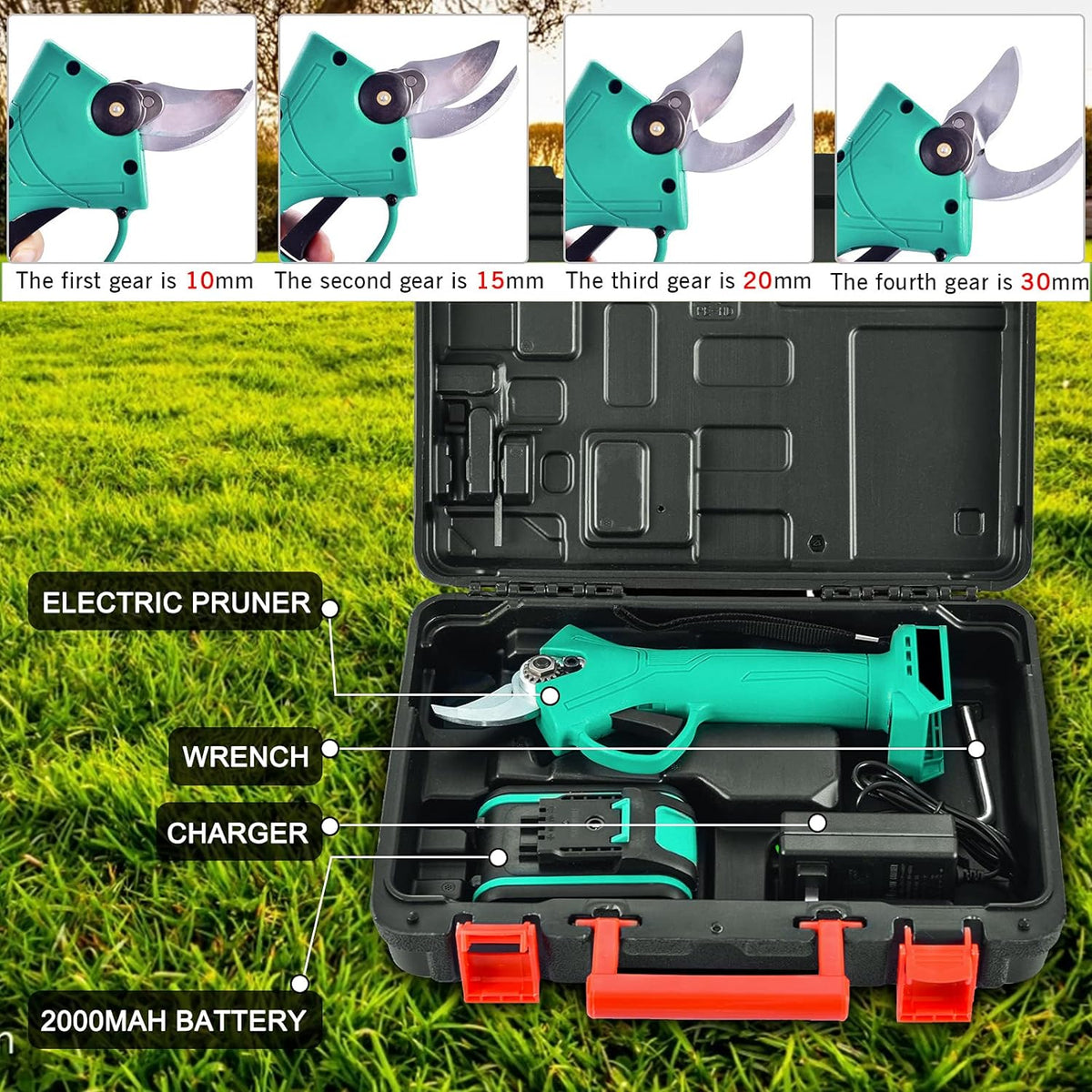 RESIGILAT - Foarfeca electrica pentru vita de vie si crengi, 2 acumulatori 21V-48V, 2Ah-5Ah