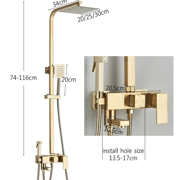 Coloana Dus cu Baterie Monocomanda Auriu Periat 104cm Design Modern - detaliu produs