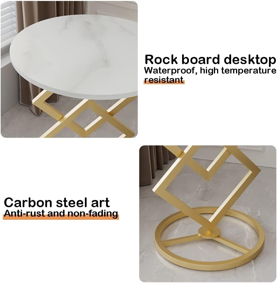 Masuta de cafea moderna cu blat tip marmura si cadru geometric metalic, design artistic, 40 x 58 cm