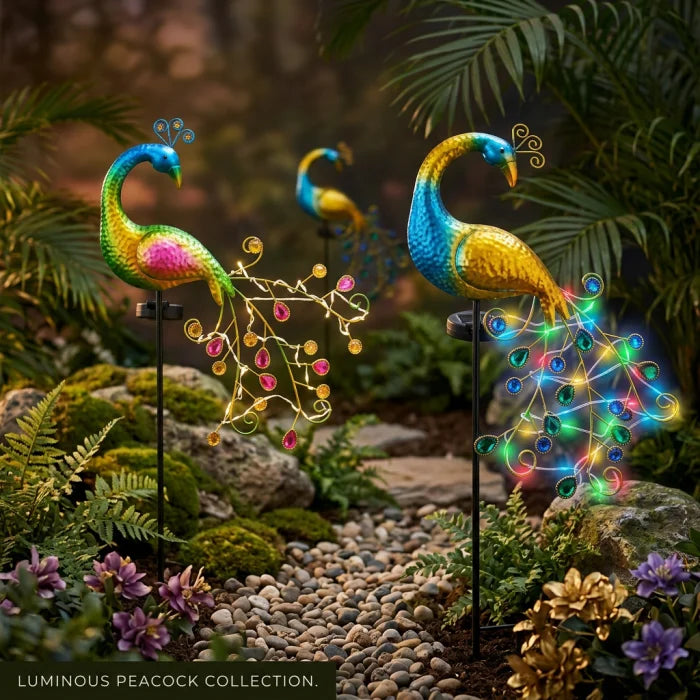 Lampa Solara Decorativa Paun LED 3D Iluminare Gradina Exterior Impermeabila - detaliu produs