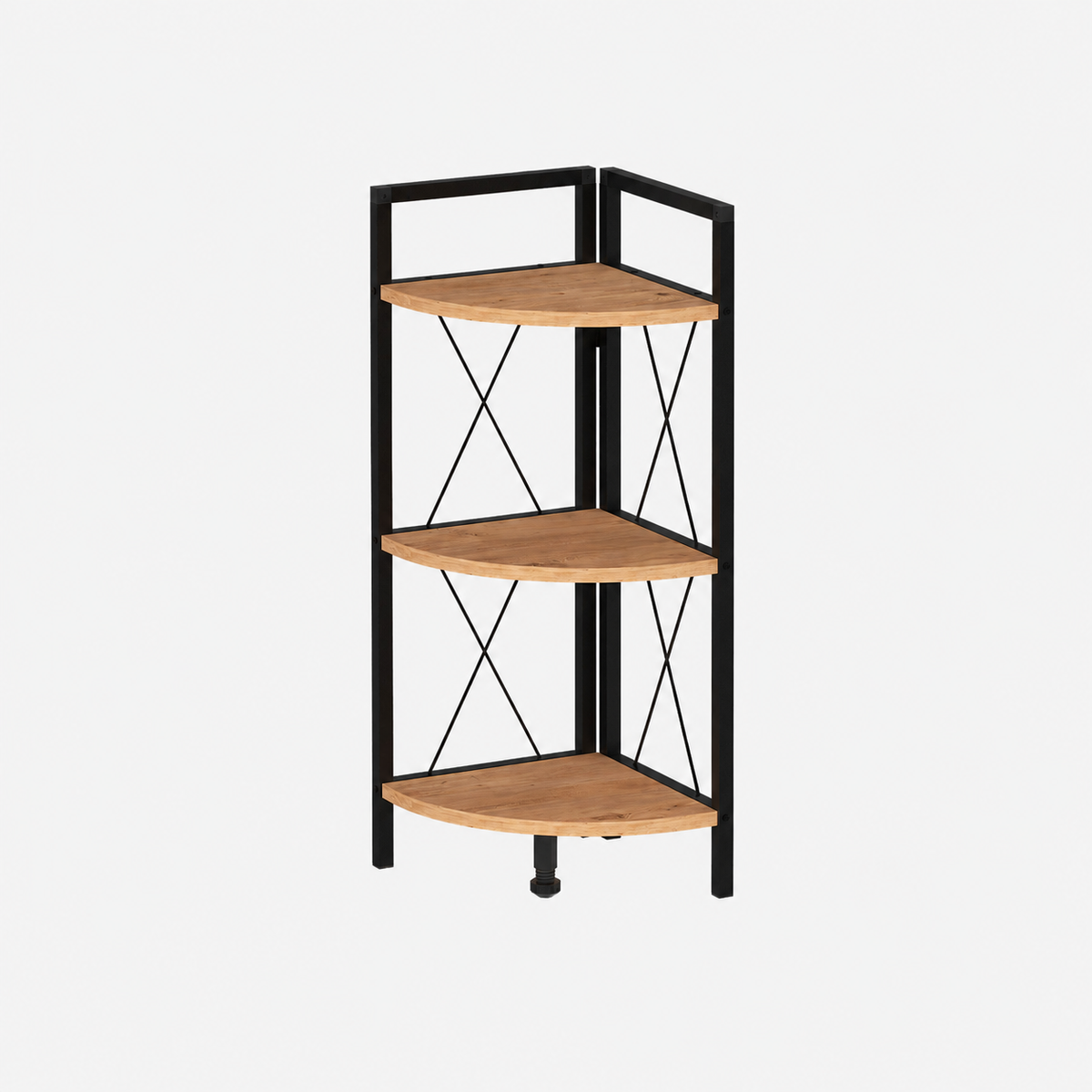 Etajera de colt din PAL si metal 33,5x33,5x87,3 cm, cu 3 rafturi, pentru living, baie sau birou