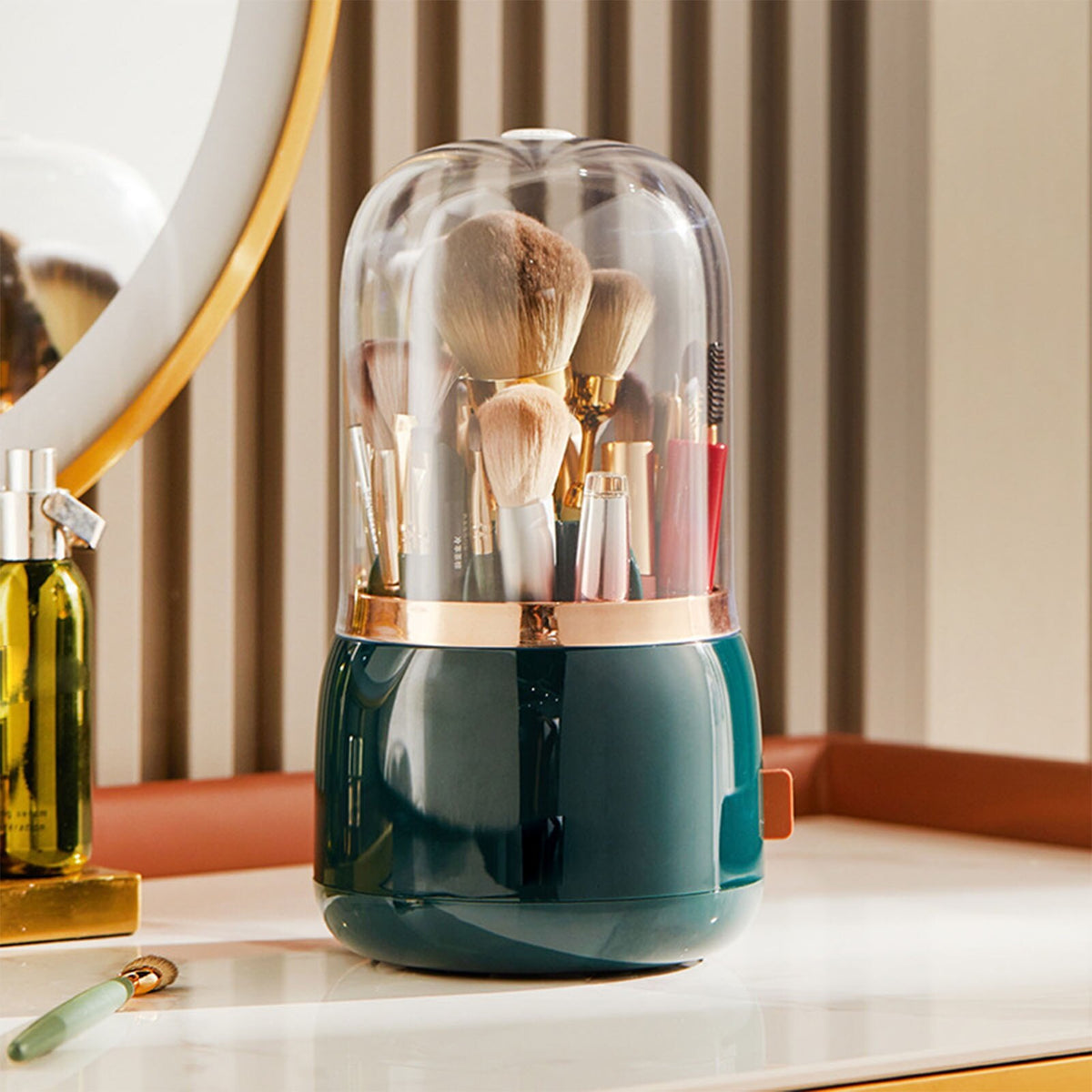 Cozevdnt Cutie Depozitare Pensule Machiaj Rotativa Capac Transparent Organizator - detaliu produs