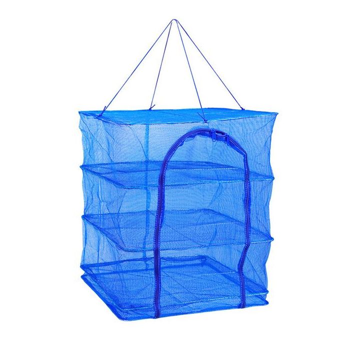 Plasă de uscare pliabilă cu agatatoare – Pentru Pește, Legume, Plante, Flori, Muguri portabila, 4 niveluri cu suport, 40 x 40 x 60 cm