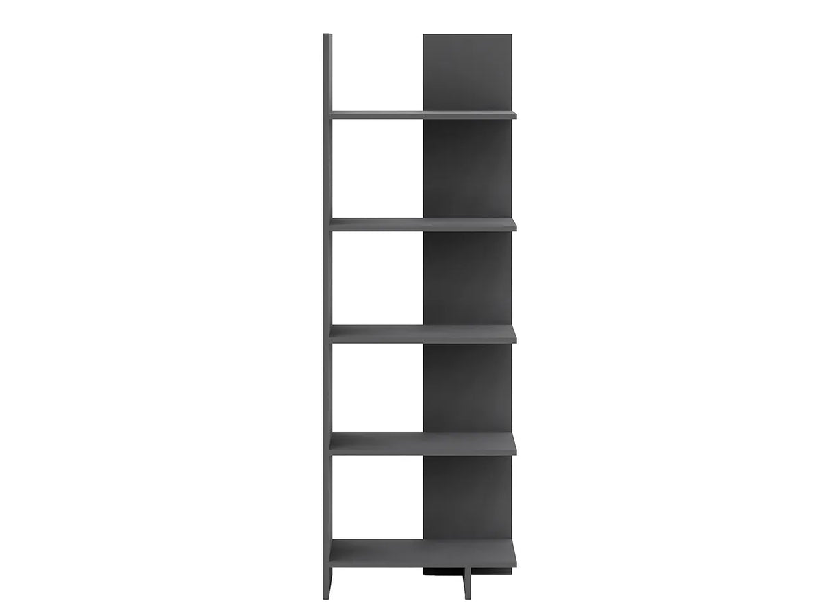 Raft Biblioteca Asimetric 5 Polite MDF Negru Decorativ Perete - imagine principala