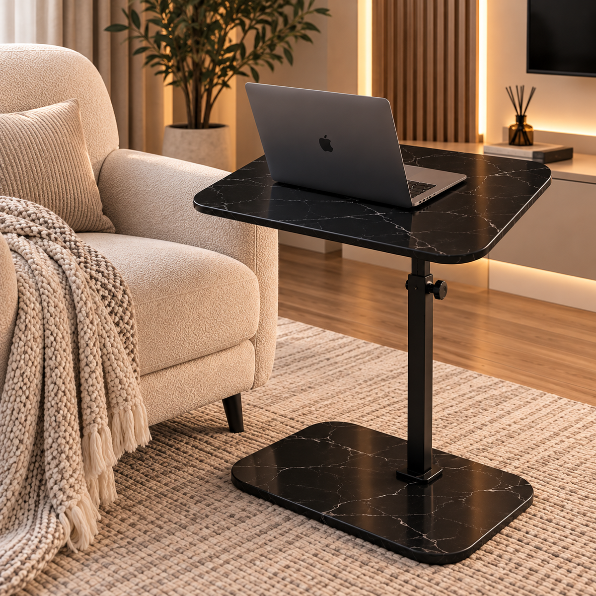 Masă Multifuncțională pentru Laptop, cu Înălțime Reglabilă 60–80 cm și Blat Rotativ, 40 x 30 cm