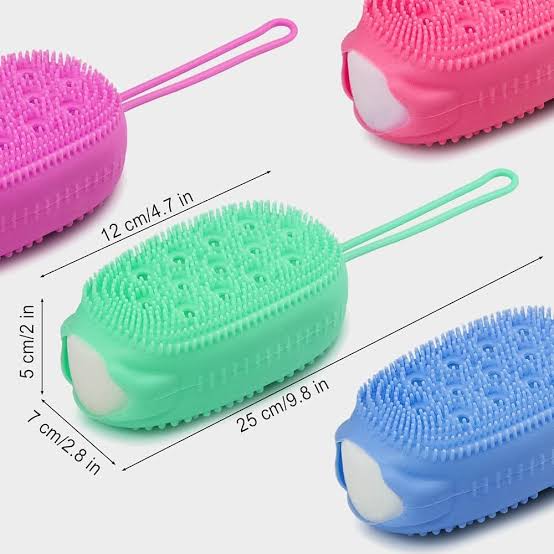 Burete Silicon De Baie Cu Bule Verde Masaj Exfoliant Piele - imagine principala