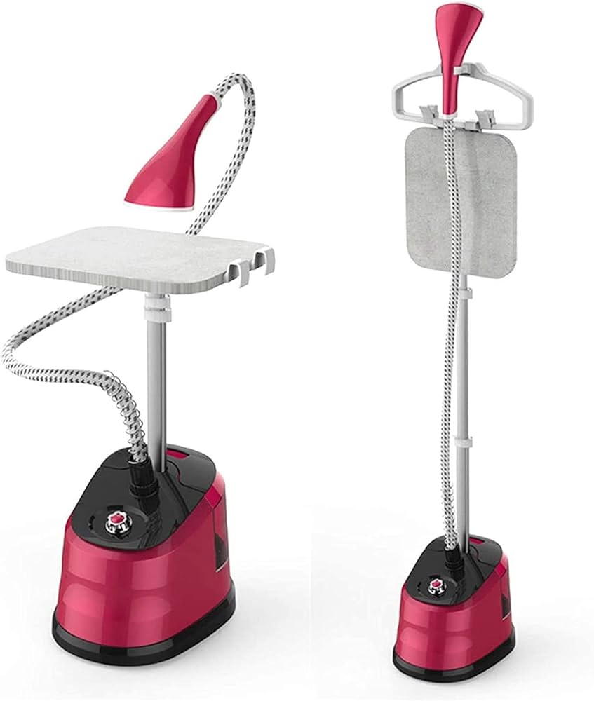 Aparat de Calcat cu Abur Vertical HOFFMANS 2 in 1 , 2000W, Profesional, Portabil, cu Masa de Calcat - Rosu