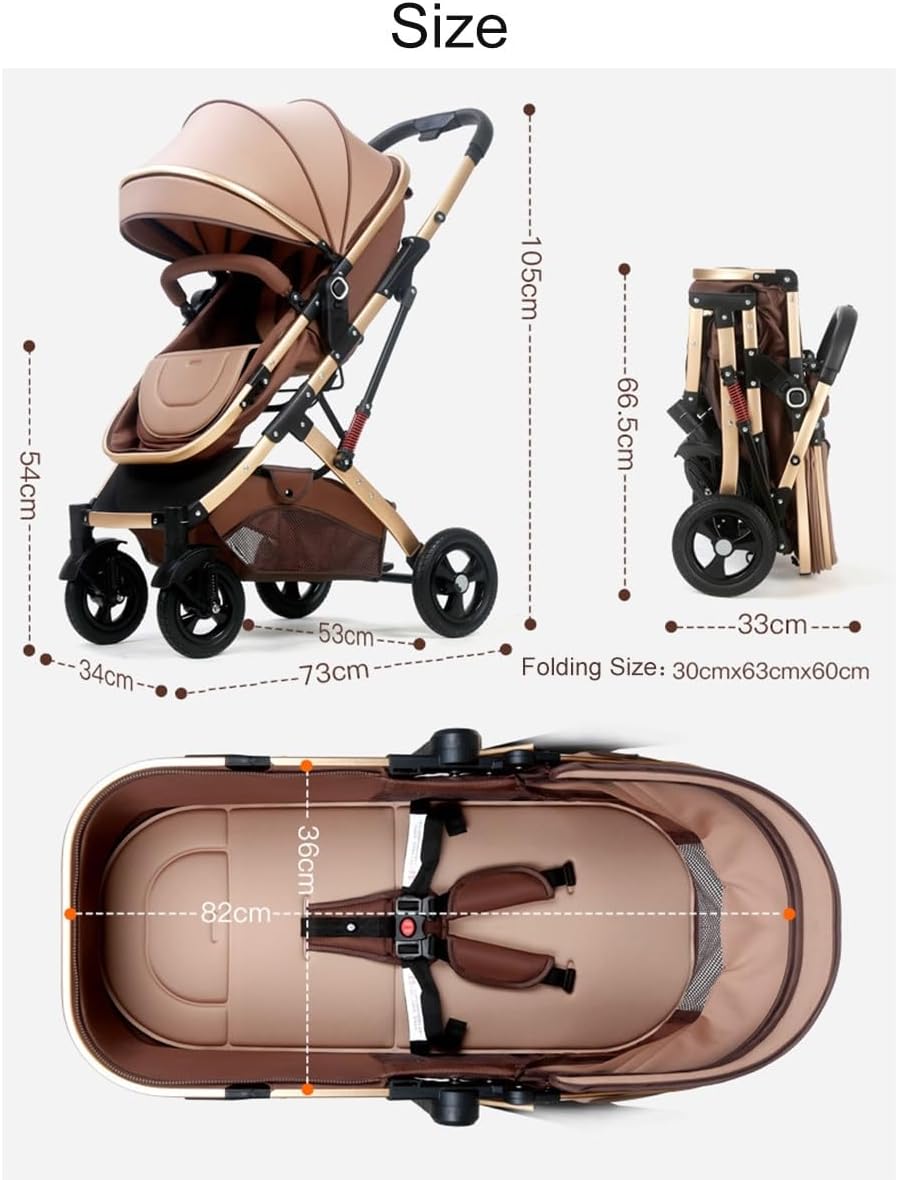 Carucior Bebelusi 2 in 1 Premium, Pliabil, cu Roti Cauciuc si Suspensii, Transformabil Landou-Sport, Cos Depozitare, 0-36 Luni