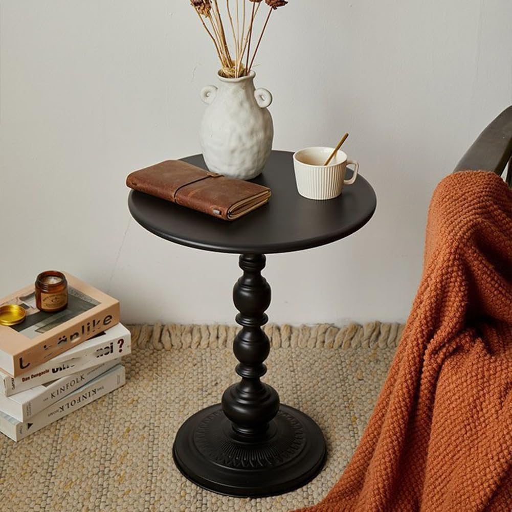 Masuta de cafea retro, fier, pentru living, dormitor sau balcon 52 x 38 cm, negru