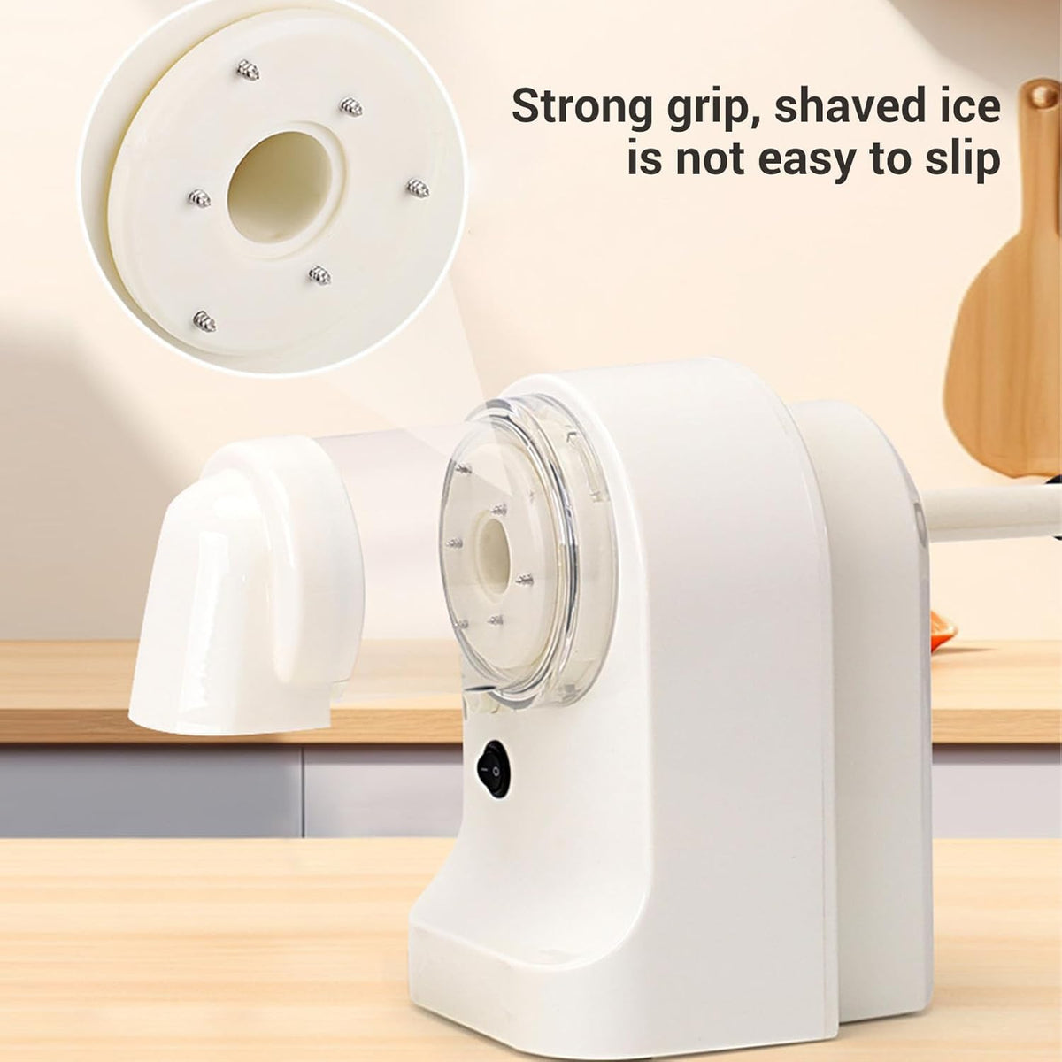 Concasor electric de gheata, 20W, lama din otel inoxidabil, detasabila pentru curatare, incarcare USB, 130x115x180mm, alb