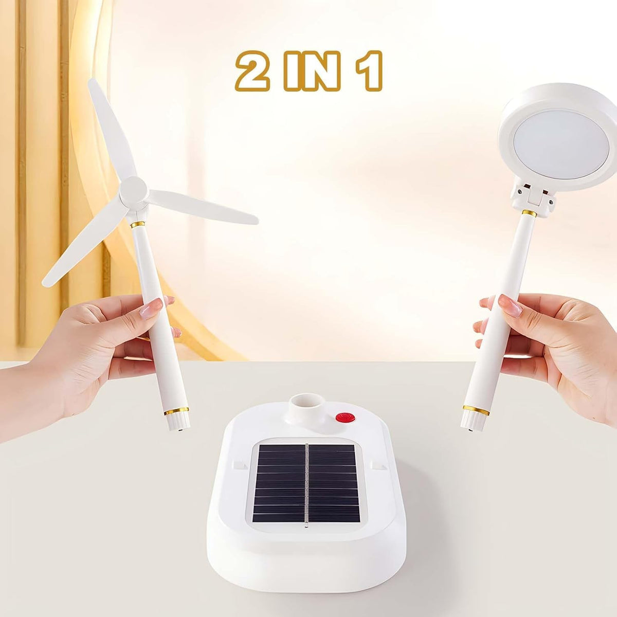 Lampa ventilator 2-în-1 cu panou solar și USB