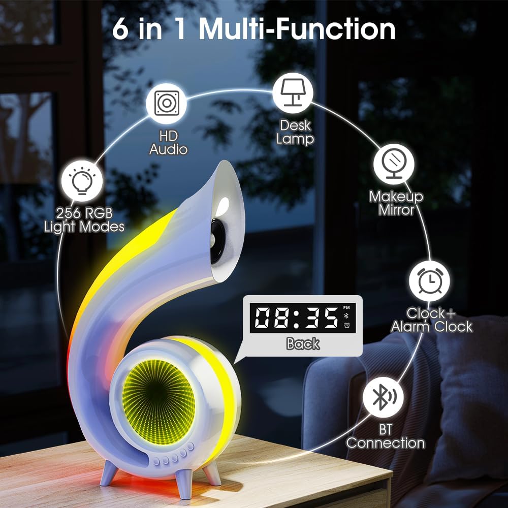 Boxa Bluetooth multifunctionala 6-în-1 cu lumini RGB dinamice