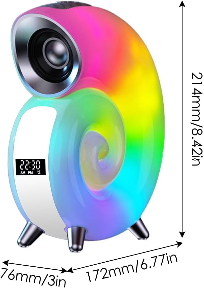 Ceas cu Alarma și boxa Wireless in forma de melc, lampa de noapte RGB LED