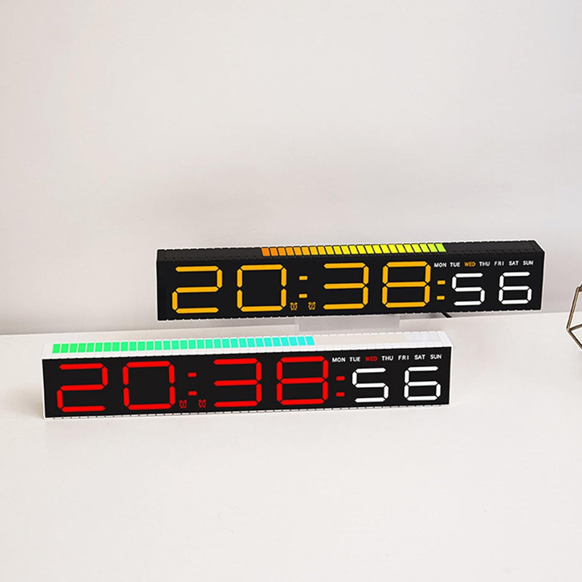 Ceas Electronic LED cu 2 Moduri de Afișare 9 Culori si Functie Pickup Reactiva la Sunet
