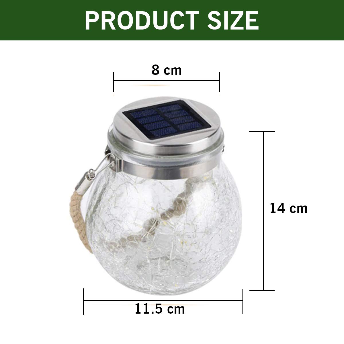 Lampa solara decorativa cu LED, model glob sticla sparta, 11.5 x 14 x 8 cm