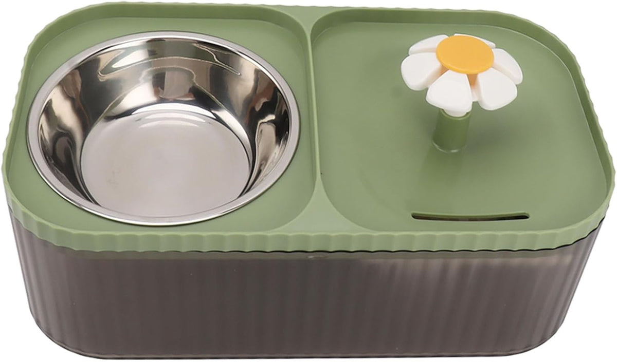 Dispenser automat de apa cu bol pentru mancare, pompa inteligenta cu floare pentru caini si pisici