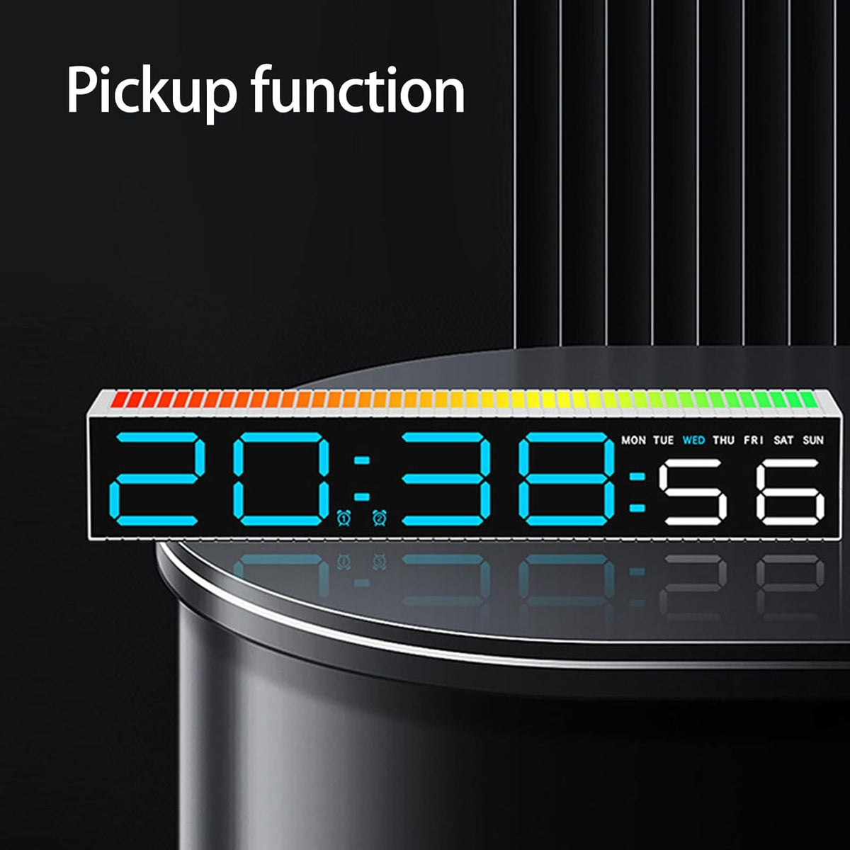 Ceas Electronic LED cu 2 Moduri de Afișare 9 Culori si Functie Pickup Reactiva la Sunet