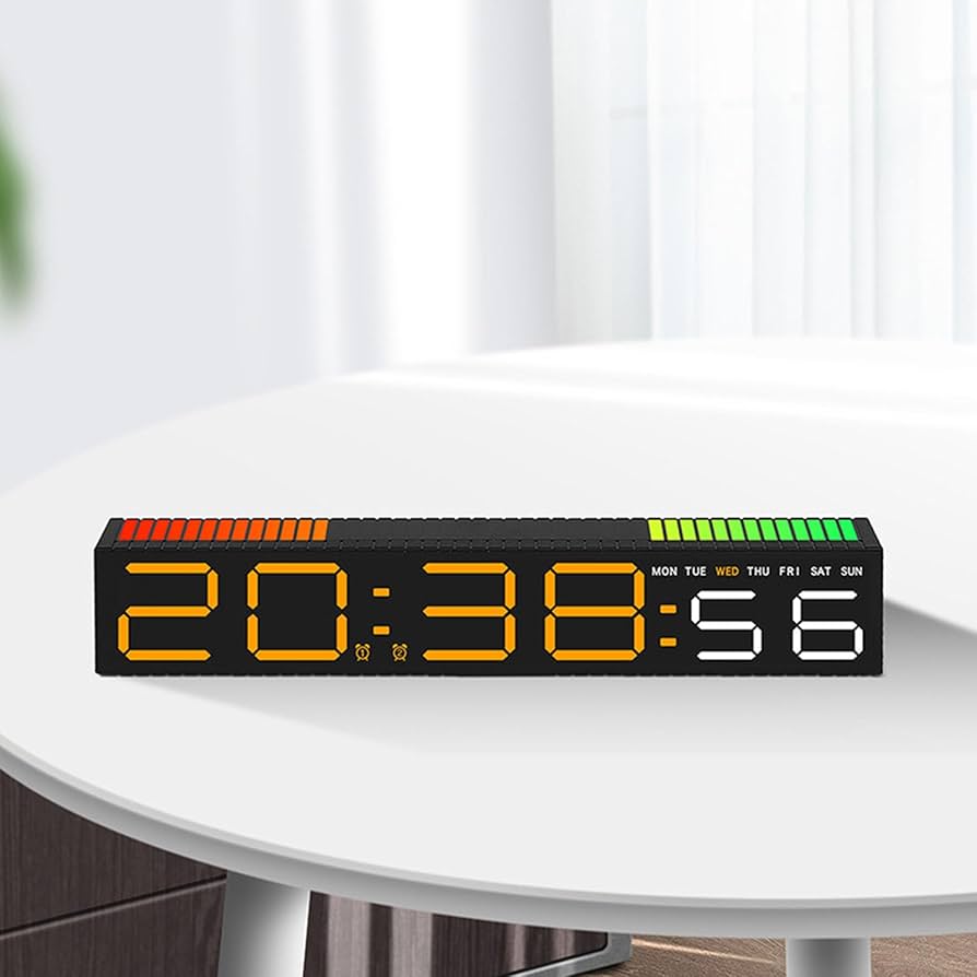 Ceas Electronic LED cu 2 Moduri de Afișare 9 Culori si Functie Pickup Reactiva la Sunet