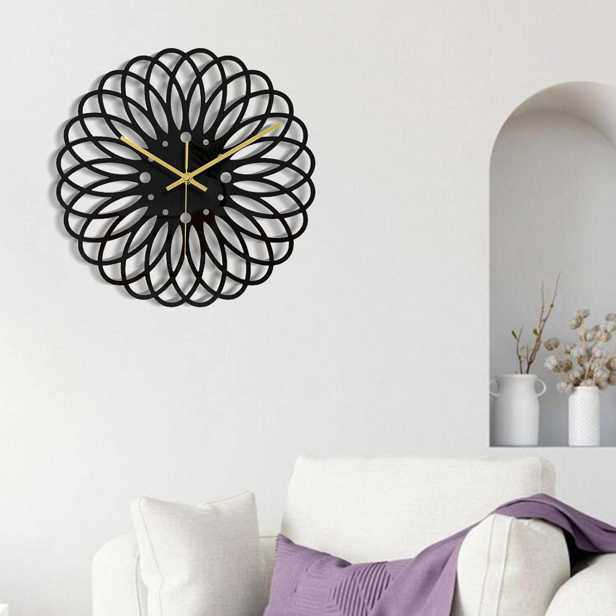 Ceas de perete 30 cm design geometric 3D modern silentios culoare neagra