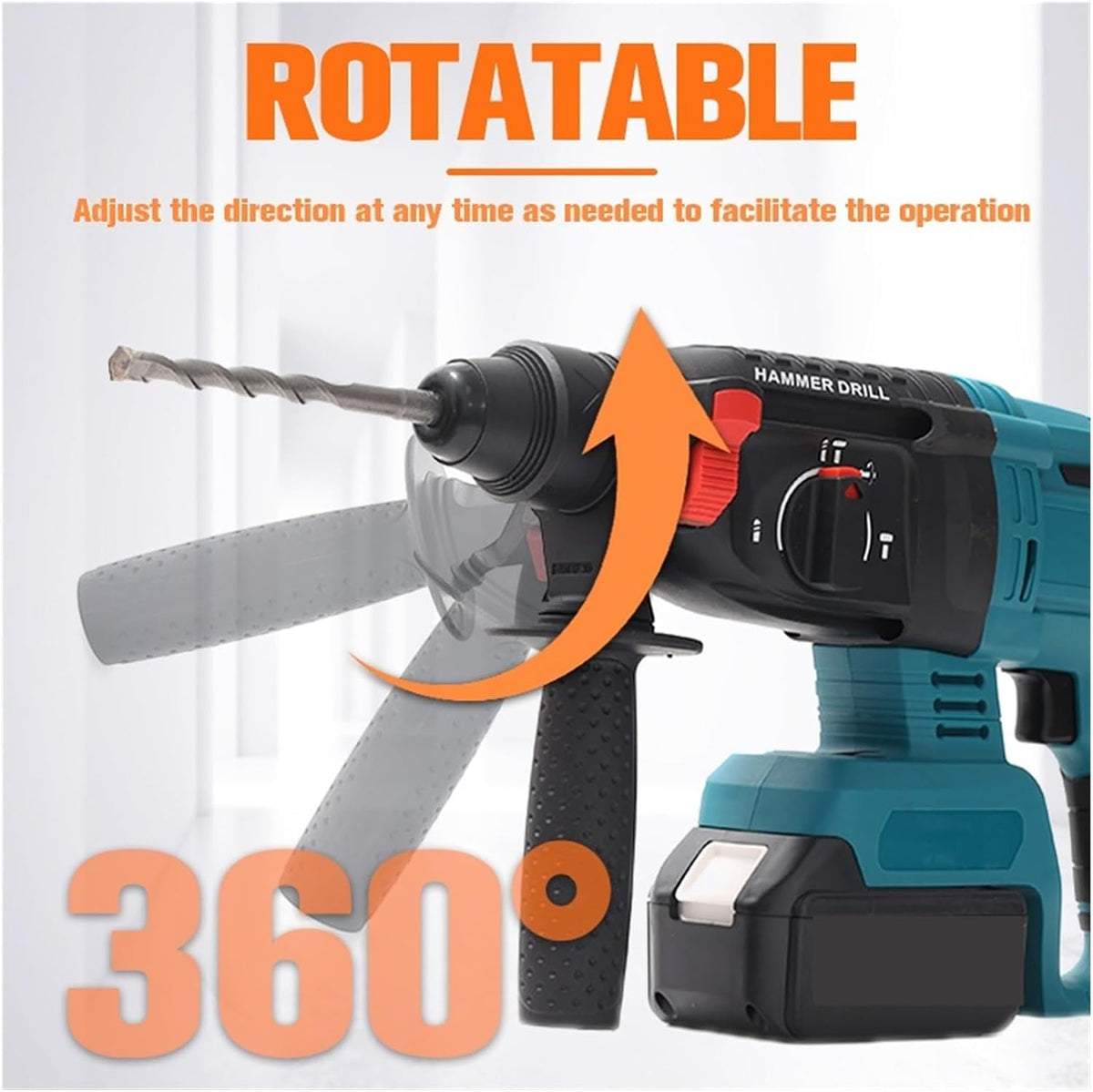 Bormasina cu Percutie Fara Fir Brushless 1850W, 2 Acumulatori 18V, 2580 rpm, Ciocan Rotopercutor SDS Plus