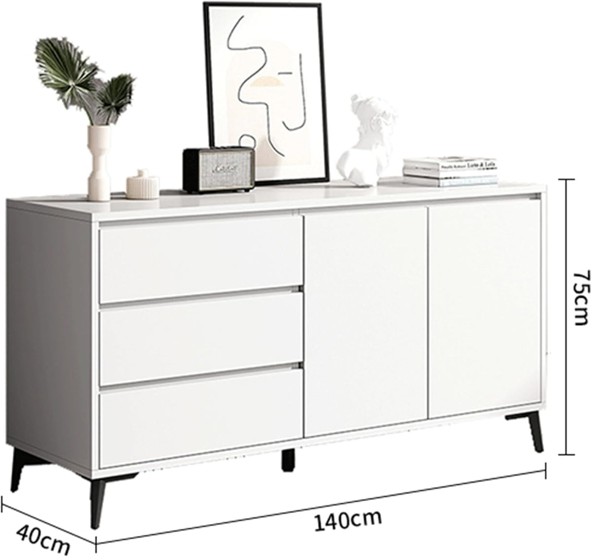 RESIGILAT - Comoda moderna si simpla cu 3 sertare si 2 usi, 140x40x75cm
