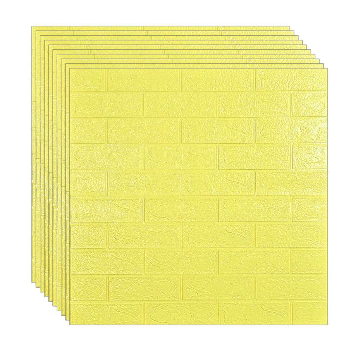 Tapet 3D caramida galbena auto-adeziv pentru interior, 70 x 77 cm