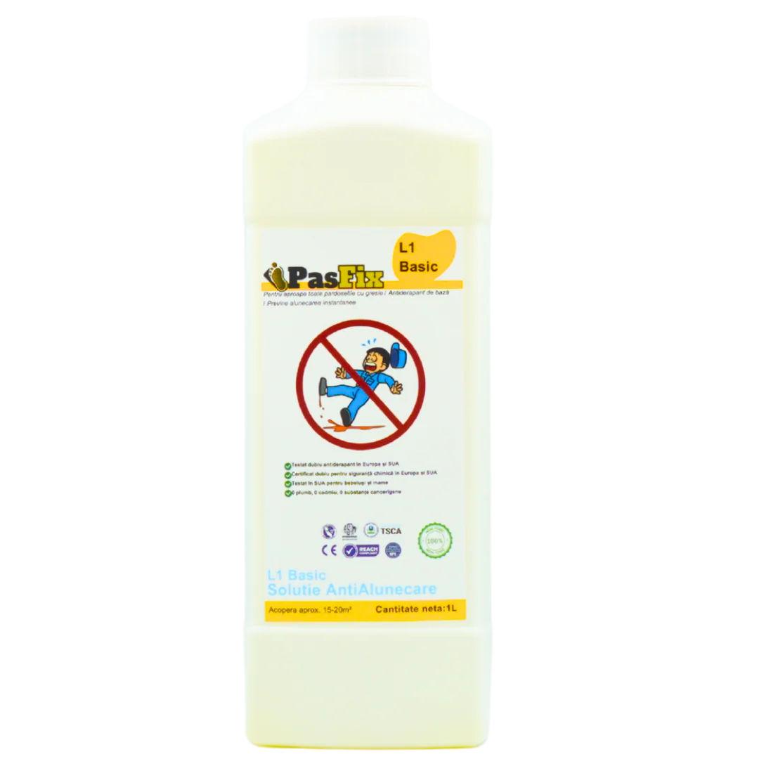 Soluție Antialunecare PasFix L1 Basic 1L – Protecție esențială pentru băi, bucătării și suprafețe cu risc de alunecare - detaliu produs